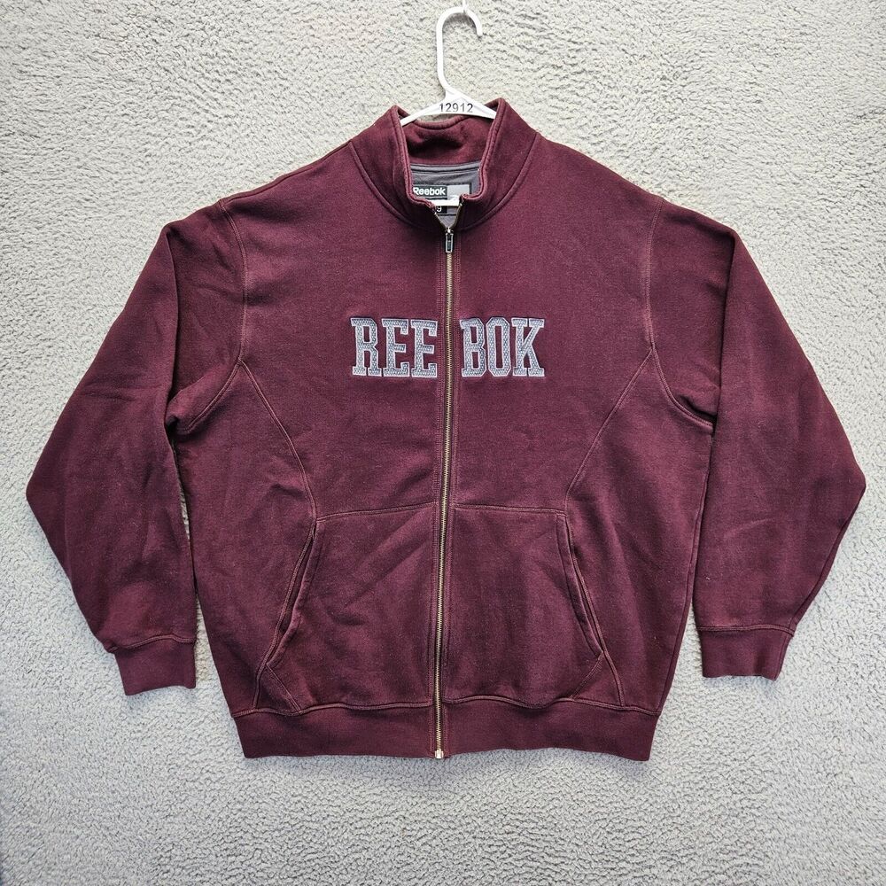 Reebok Sweatshirt Mens Size 2XL Maroon Full Zip Premium Sport Apparel